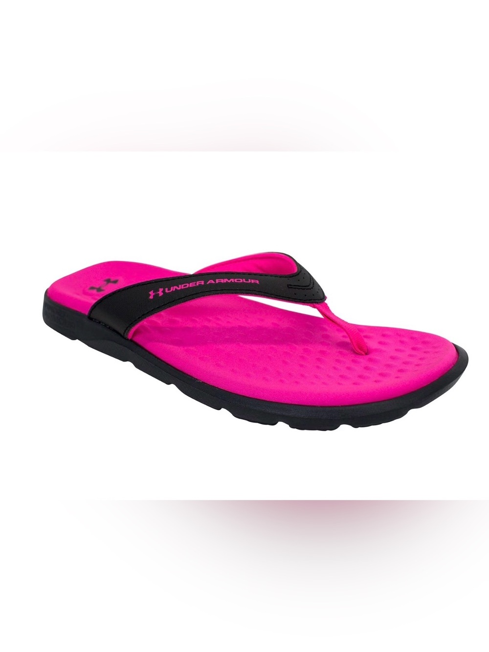 Under Armour Women’s Hot Pink and Black Flip Flop Sandals 11